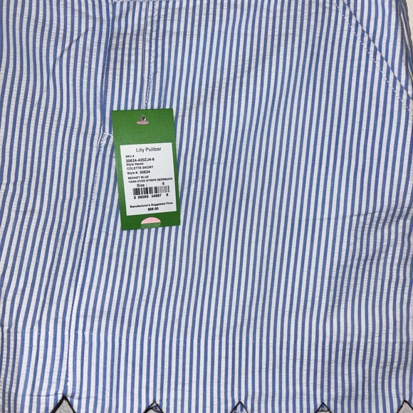 Lilly Pulitzer NWT Colette Skort Bennet Blue Yarn Dyed Seersucker size 6 - Picture 2 of 5